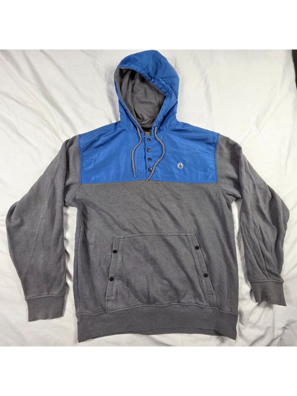 Volcom Infinite Potential Mens Hoodie Size Large Gray Blue Pullover Casual Warm